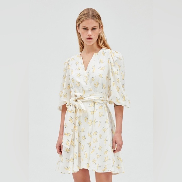 CLAUDIE PIERLOT Mini Short Wrap Around Floral Mimosa Dress Size 34 (US 4) - Picture 2 of 9